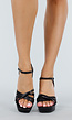 Zwarte Sandalen met Blokhak en Bandjes en Gesp