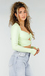 Mintgroene Crop Top met Twist Detail en Pads