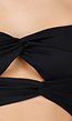 Zwarte Crop Top met Lange Mouwen en Twist en Stretch