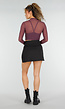 Paarse Mesh Crop Top met Lange Mouwen en Cut Out