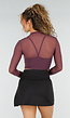 Paarse Mesh Crop Top met Lange Mouwen en Cut Out