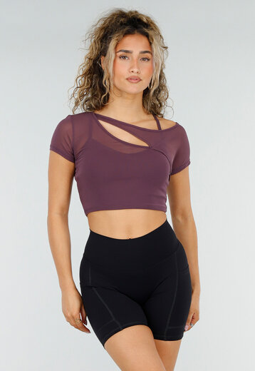 Paarse Mesh Crop Top met Pads