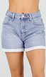 Lichtblauwe Denim Short met Gehaakte Omslag en Stretch