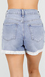 Lichtblauwe Denim Short met Gehaakte Omslag en Lichte Stretch