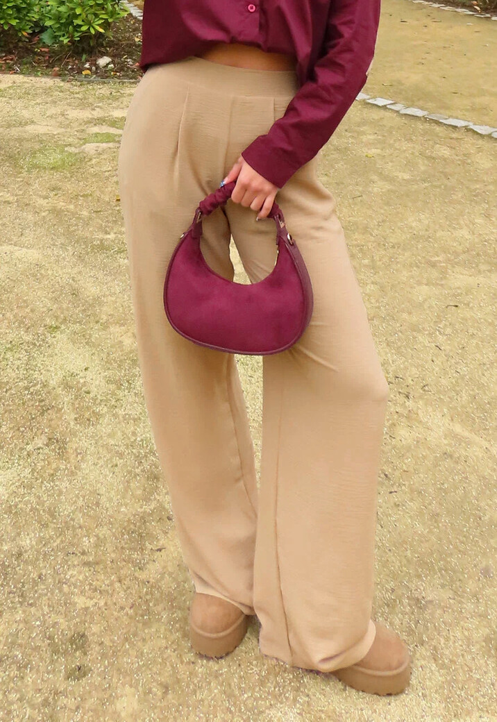 High Waist Beige Soepele Pantalon