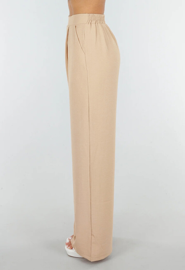 High Waist Beige Soepele Pantalon