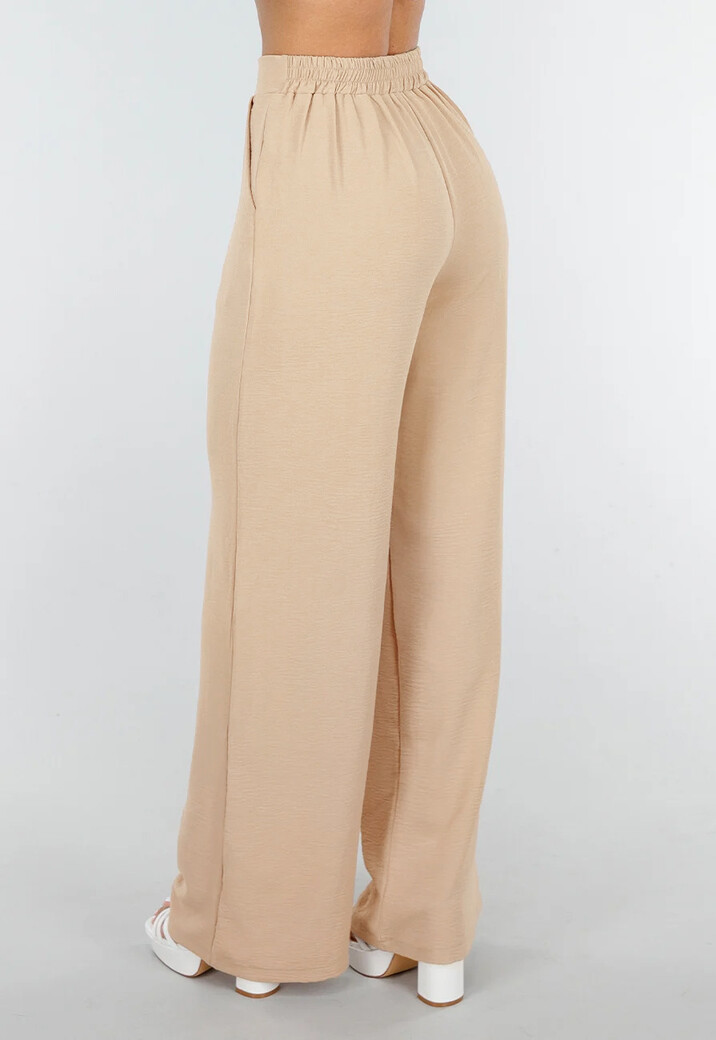 High Waist Beige Soepele Pantalon