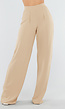 High Waist Beige Linnen Look Tall Broek met Tailleband