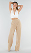 High Waist Beige Linnen Look Tall Broek met Tailleband