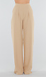 High Waist Beige Linnen Look Tall Broek met Tailleband