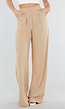 High Waist Beige Linnen Look Tall Broek met Tailleband