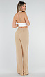 High Waist Beige Linnen Look Tall Broek met Tailleband