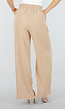 High Waist Beige Linnen Look Petite Broek met Tailleband