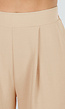 High Waist Beige Linnen Look Petite Broek met Tailleband