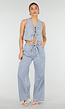 Lichtblauwe Denim Set met Gilet Top en Wijde Broek
