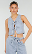 Lichtblauwe Denim Set met Gilet Top en Wijde Broek