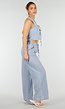 Lichtblauwe Denim Set met Gilet Top en Wijde Broek
