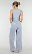 Lichtblauwe Denim Set met Gilet Top en Wijde Broek