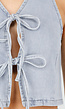 Lichtblauwe Denim Set met Gilet Top en Wijde Broek