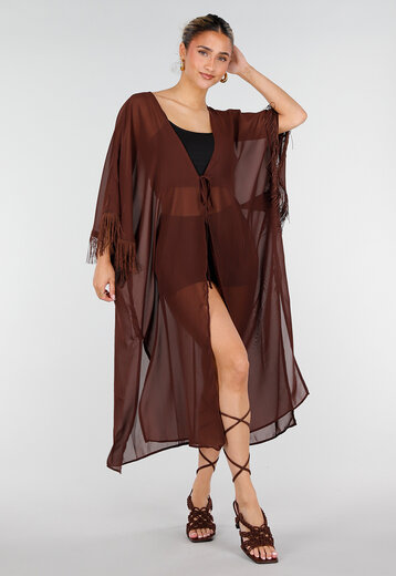 Bruine Kimono met Franjes
