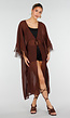 Bruine Kimono met Halflange Mouwen en Franjes