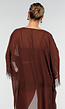 Bruine Kimono met Halflange Mouwen en Franjes