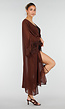 Bruine Kimono met Halflange Mouwen en Franjes