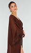 Bruine Kimono met Halflange Mouwen en Franjes