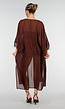 Bruine Kimono met Halflange Mouwen en Franjes
