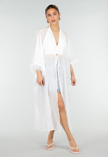 Witte Kimono met Franjes en Strik