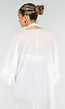 Witte Kimono met Halflange Mouwen Franjes en Striksluiting