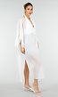 Witte Kimono met Halflange Mouwen Franjes en Striksluiting