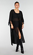 Zwarte Kimono met Halflange Mouwen en Franjes