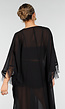 Zwarte Kimono met Halflange Mouwen en Franjes