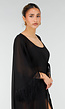 Zwarte Kimono met Halflange Mouwen en Franjes