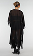 Zwarte Kimono met Halflange Mouwen en Franjes