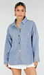 Lichtblauwe Denim Blouse met Lange Mouwen en Borstzakken