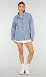 Lichtblauwe Denim Blouse met Lange Mouwen en Borstzakken