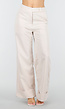 Beige Wide Leg Pantalon met Omslag en Steekzakken