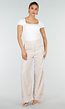 Beige Wide Leg Pantalon met Omslag en Steekzakken