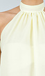 Butter Yellow Halter Jurk met Gelaagde Rok en Open Rug