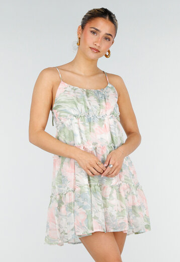 Pastel Bloemenprint Mini Jurkje