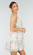 Pastel Bloemenprint Jurk met Spaghettibandjes en Ruches