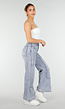 Lichtblauwe Denim Petite Wide Leg Jeans met Hoge Taille en Patch Details