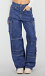 Denim Cargo Jeans met Strass en Wide Leg
