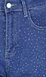 Blauwe Denim Cargo Jeans met Strass Steentjes en Wide Leg Pasvorm