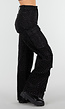 Zwarte Cargo Broek met Strass Details en Rechte Pijpen