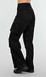 Zwarte Cargo Broek met Strass Details en Rechte Pijpen