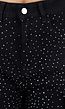 Zwarte Cargo Broek met Strass Details en Rechte Pijpen