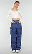 Beige Stretch Crop Top met Lange Mouwen en Pads